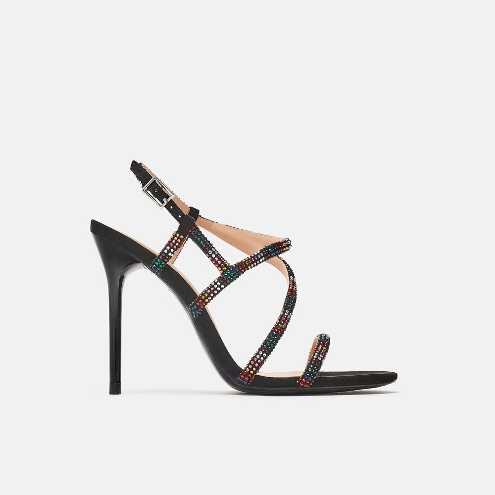 ZARA ELEGANT BEJEWELLED MULTICOLOR HIGH HEELS SANDALS BRAND NEW WITH TAGS